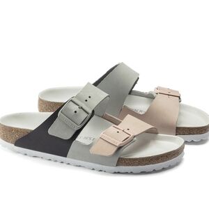 Birkenstock Arizona Split Nubuck Leather Sandals With Mineral / Light Colorblock